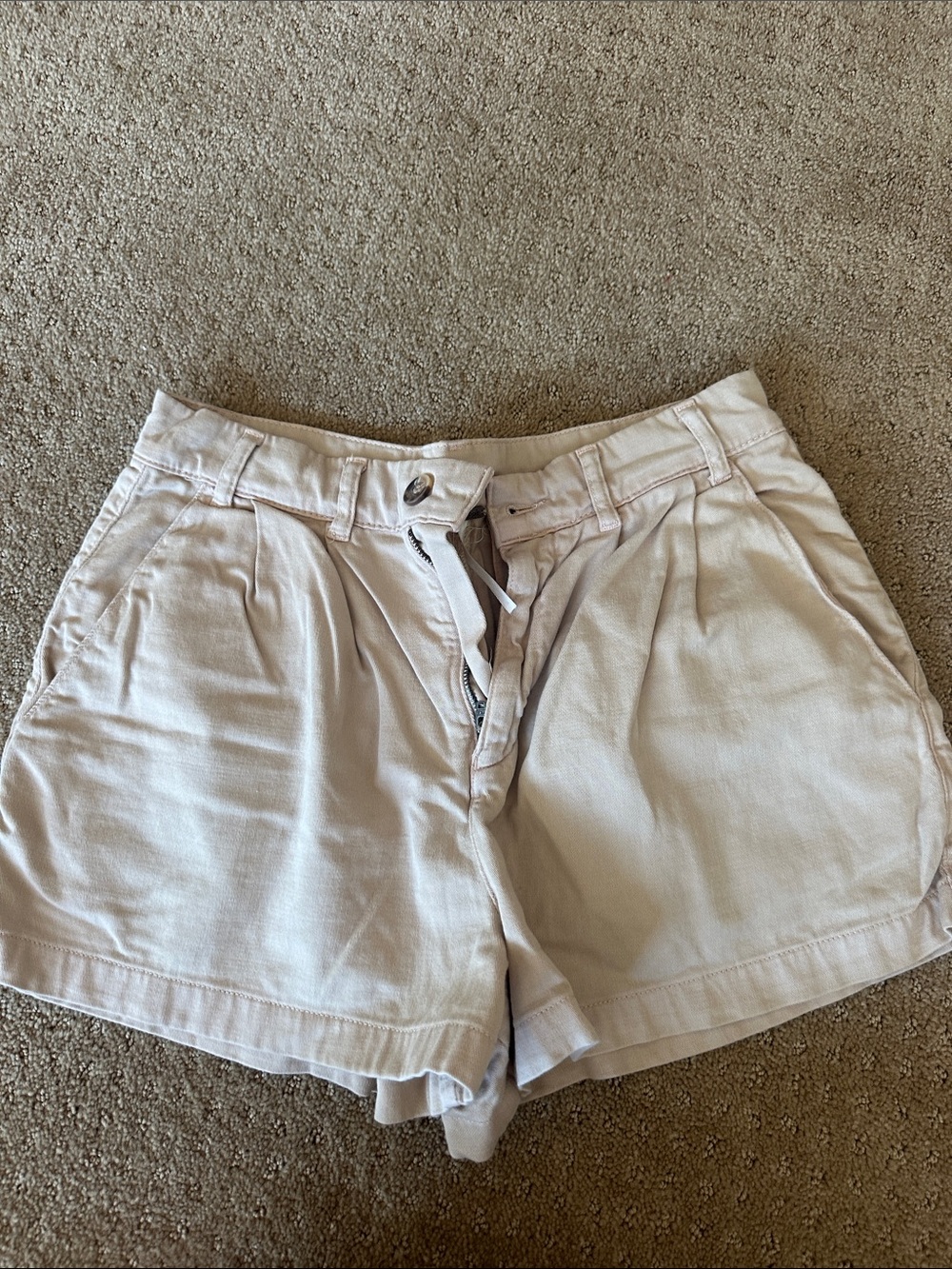 Free People Pale Pink High-Waist Pleated Shorts